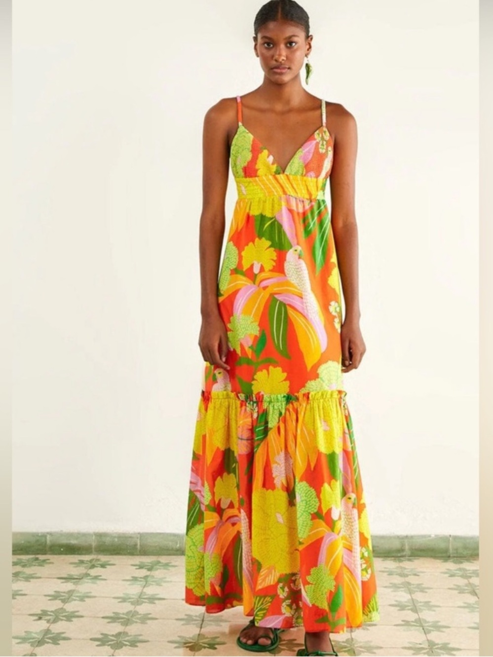 NWT Farm Rio Neon Floral Maxi Dress Size XS